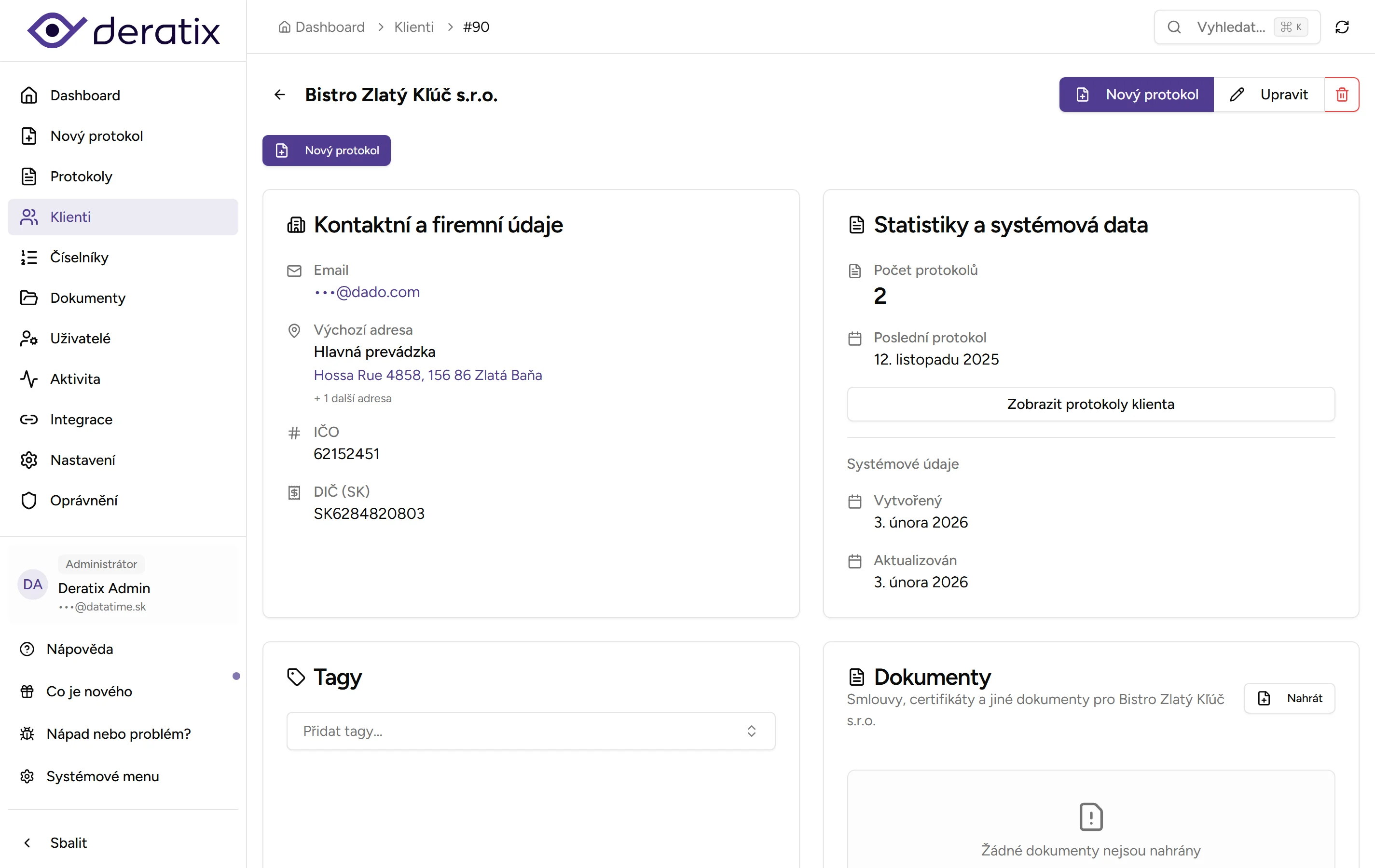 Detail klienta Detail klienta - Desktop