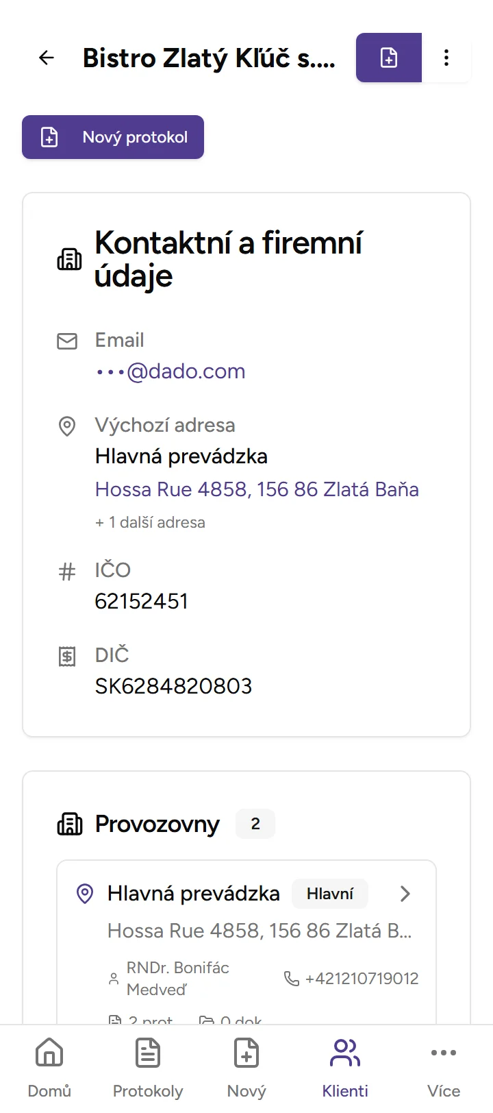 Detail klienta Detail klienta - Mobile