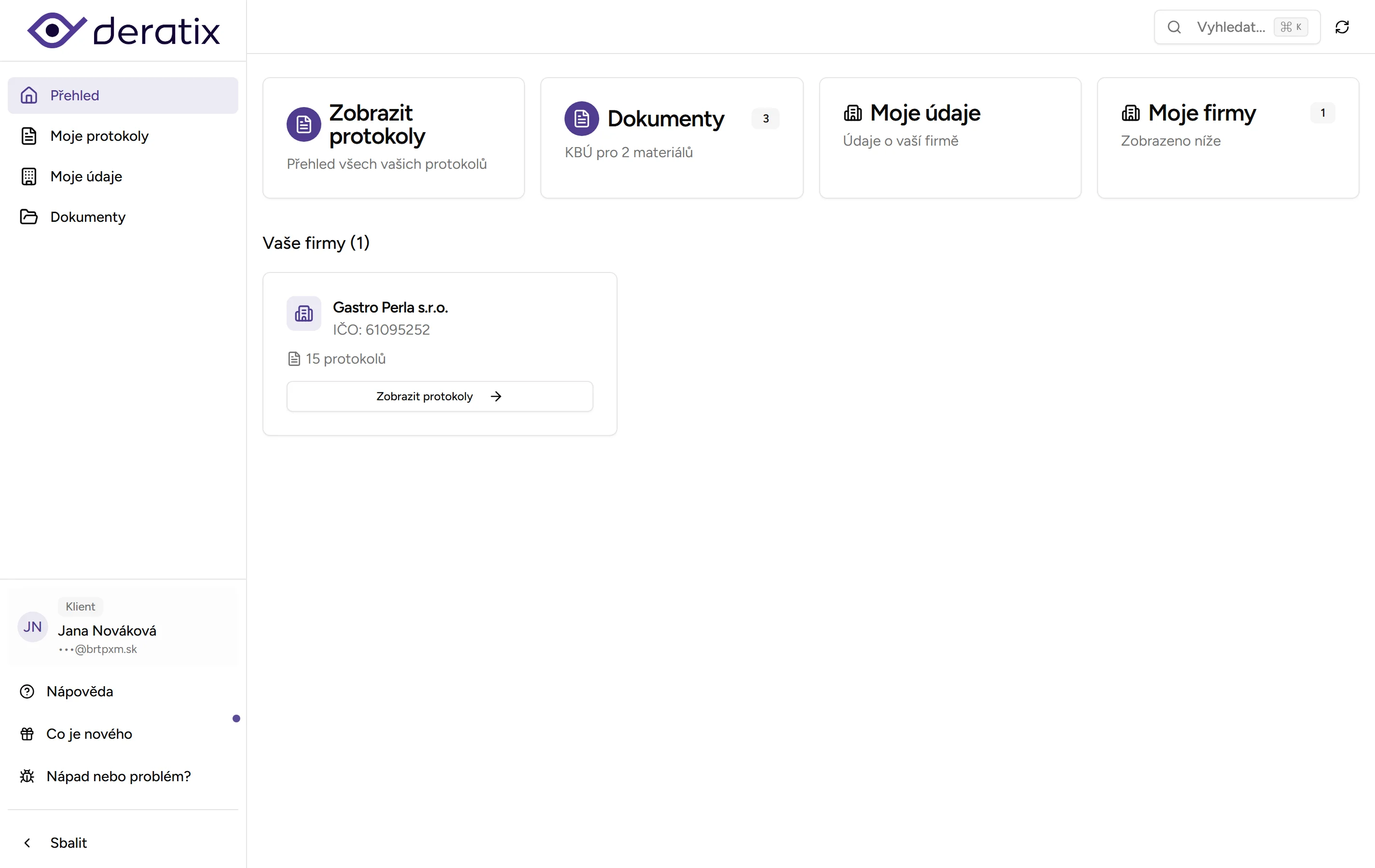 Klientský portál - desktop