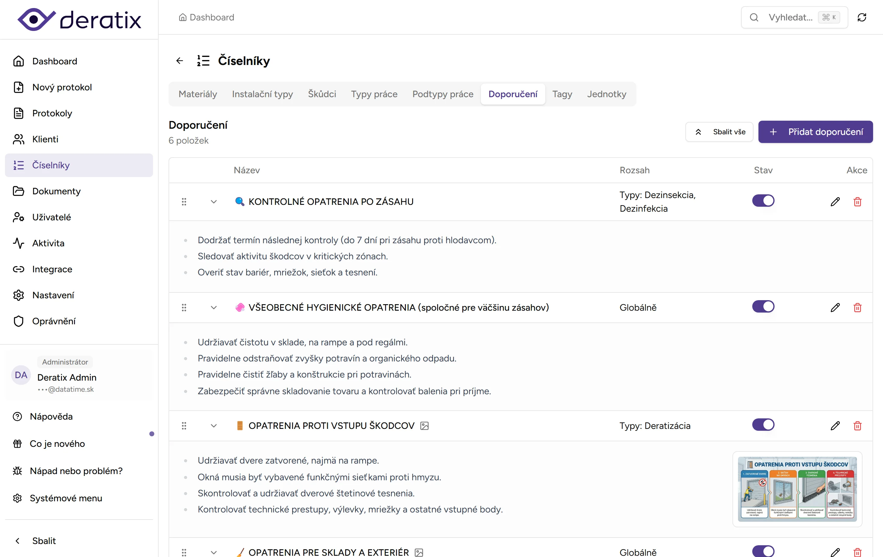 Doporučení pro klienta - desktop