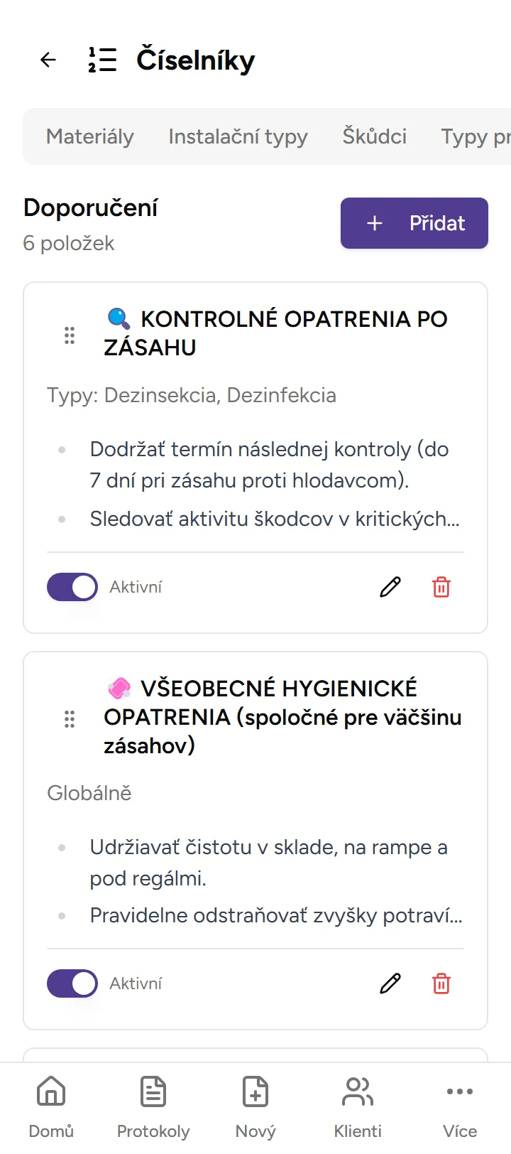 Doporučení pro klienta - mobile