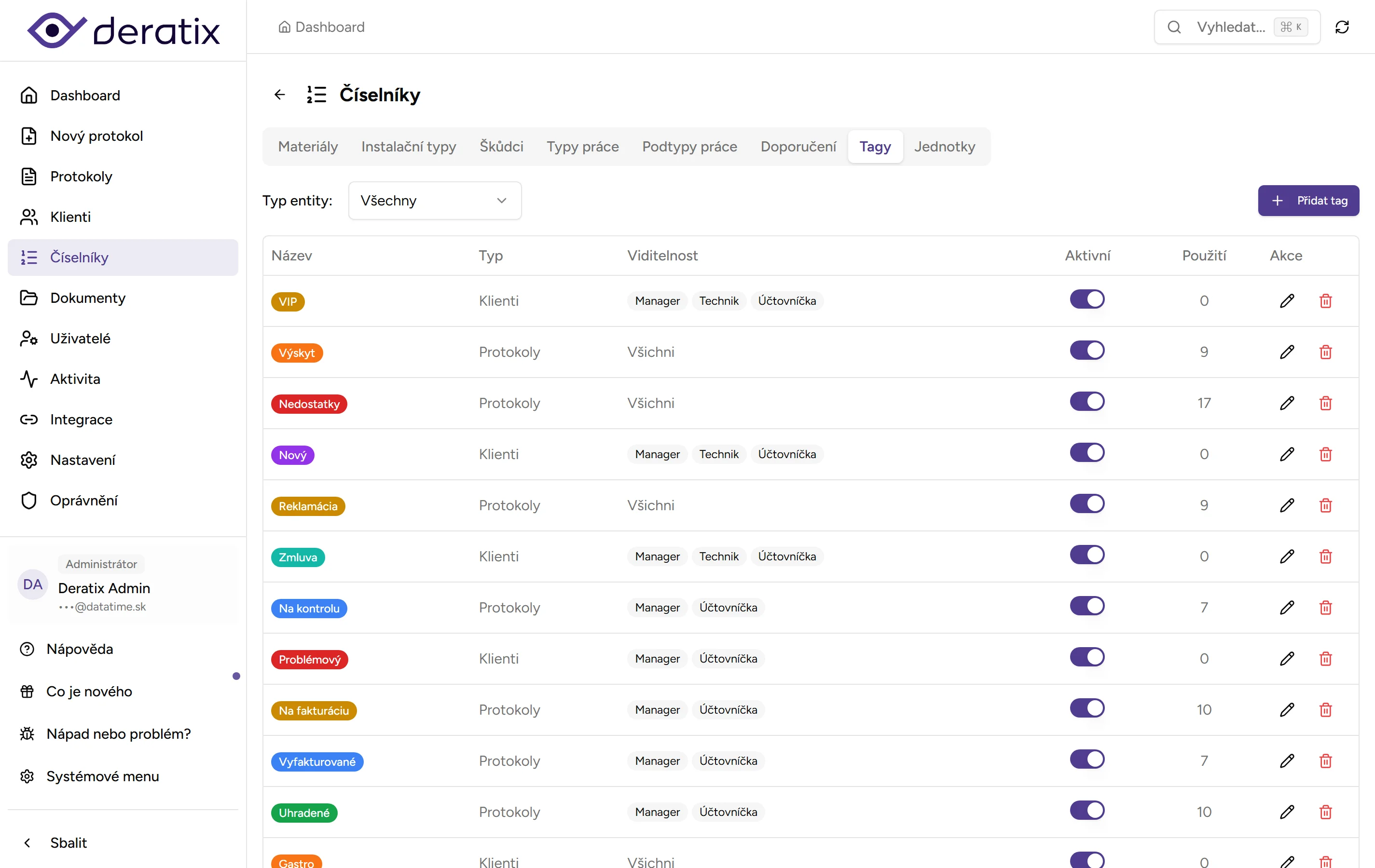 Číselník tagů Číselník tagů - Desktop