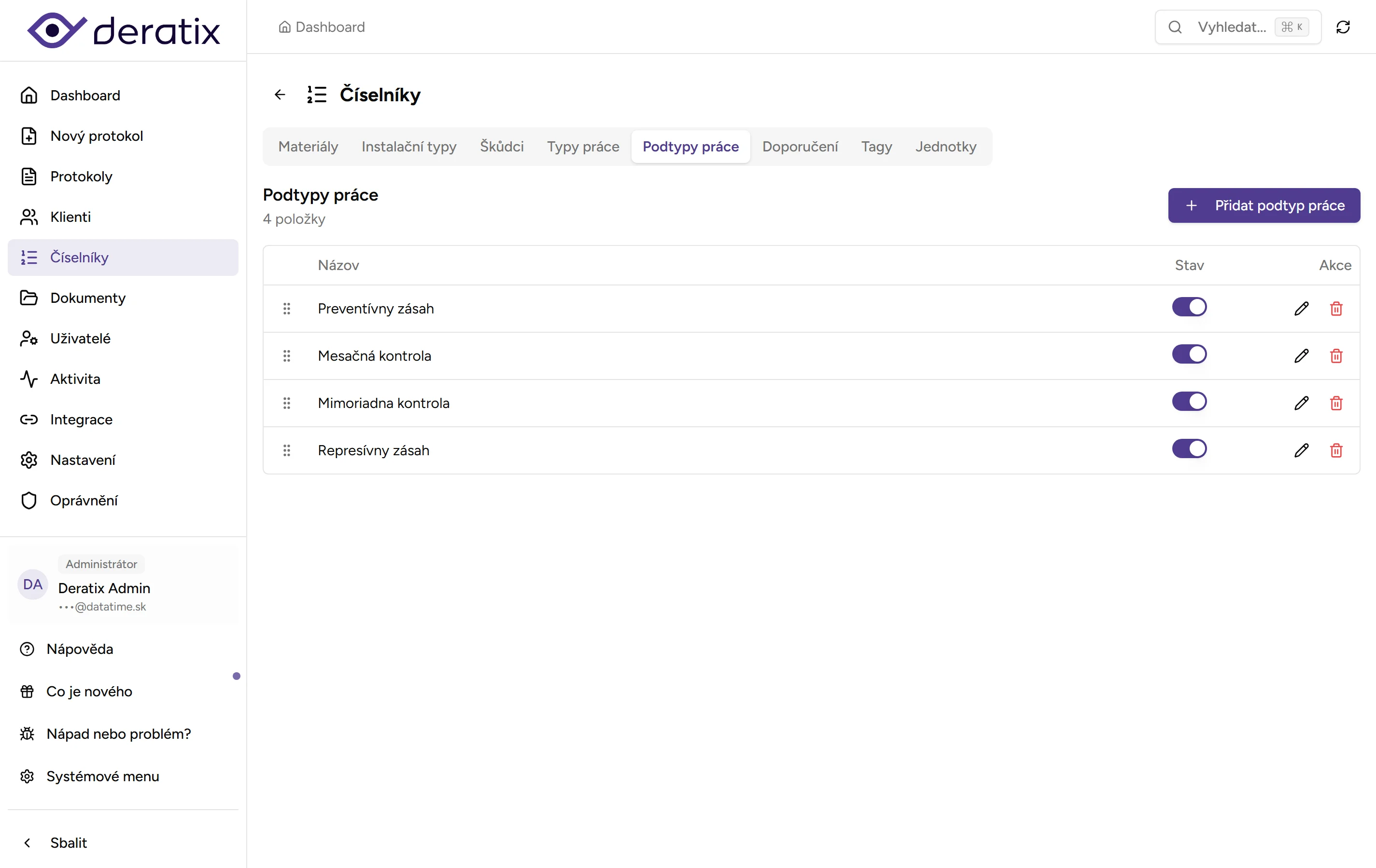 Číselník podtypů práce Číselník podtypů práce - Desktop