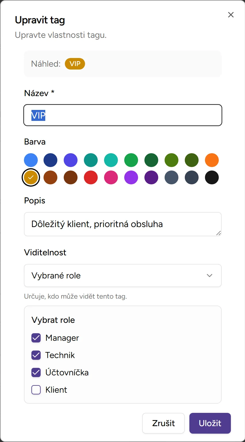 Dialog editace tagu Dialog editace tagu - Desktop
