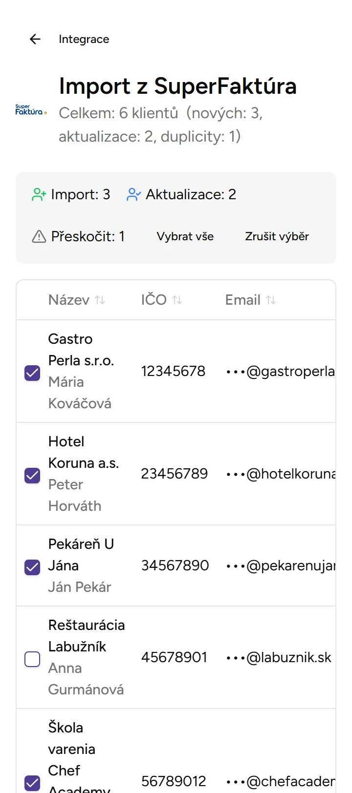Import klientů Import klientů - Mobile