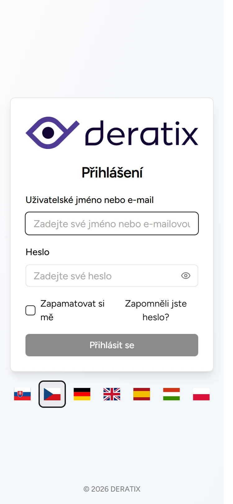 Přihlašovací obrazovka Přihlašovací obrazovka - Mobile