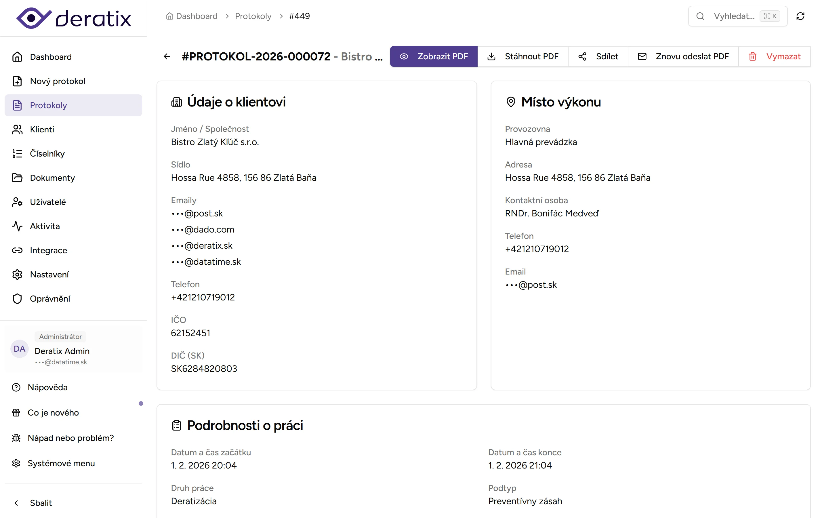 Generování PDF protokolu - desktop