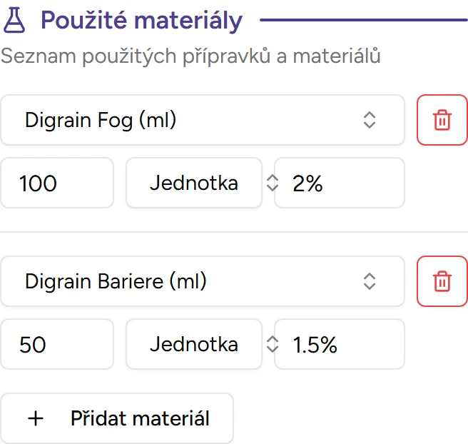 Sekce materiálů - Mobile