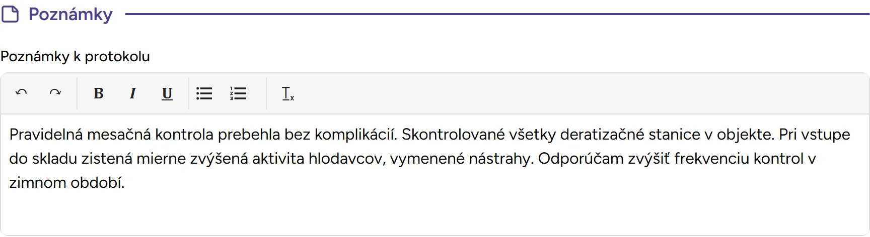 Sekce poznámek - Desktop