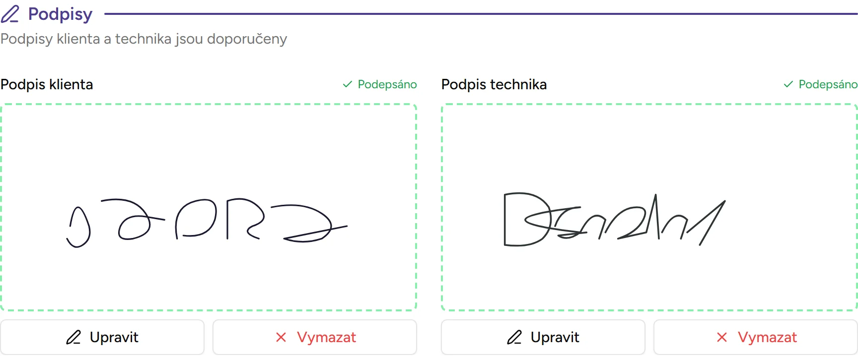 Podpis na obrazovce - desktop