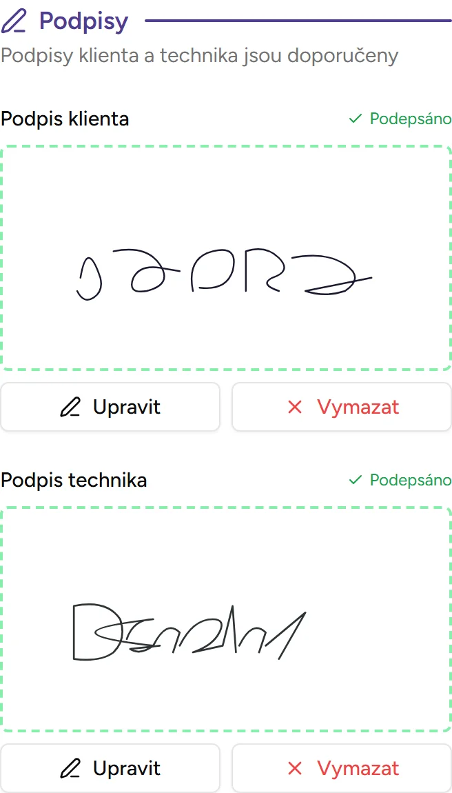 Podpis na obrazovce - mobile