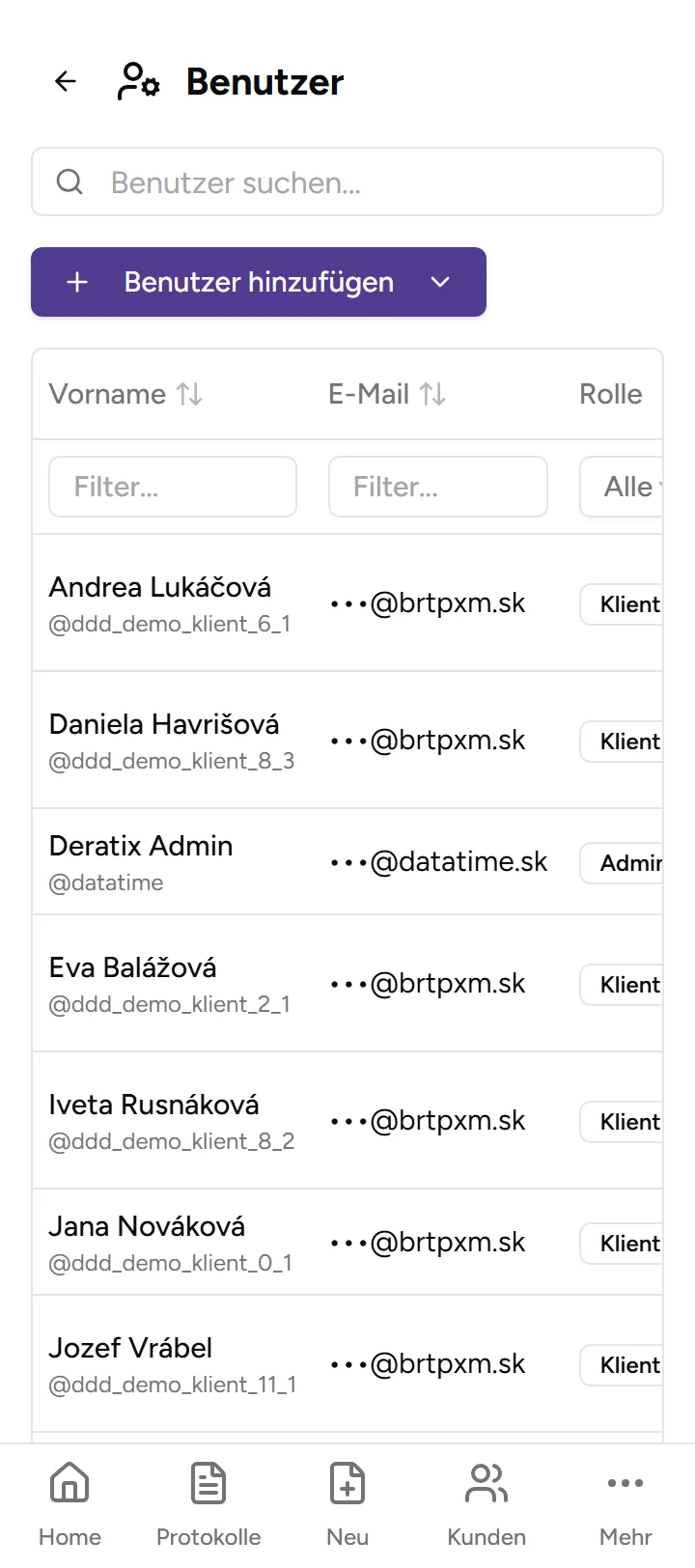Teamverwaltung - mobile