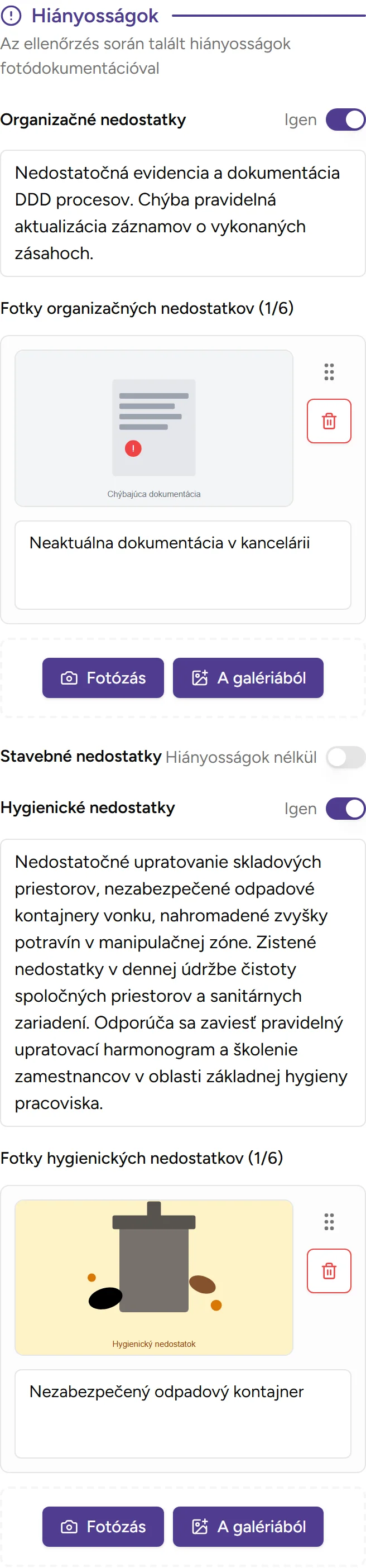 Hiányosság-követés - mobile