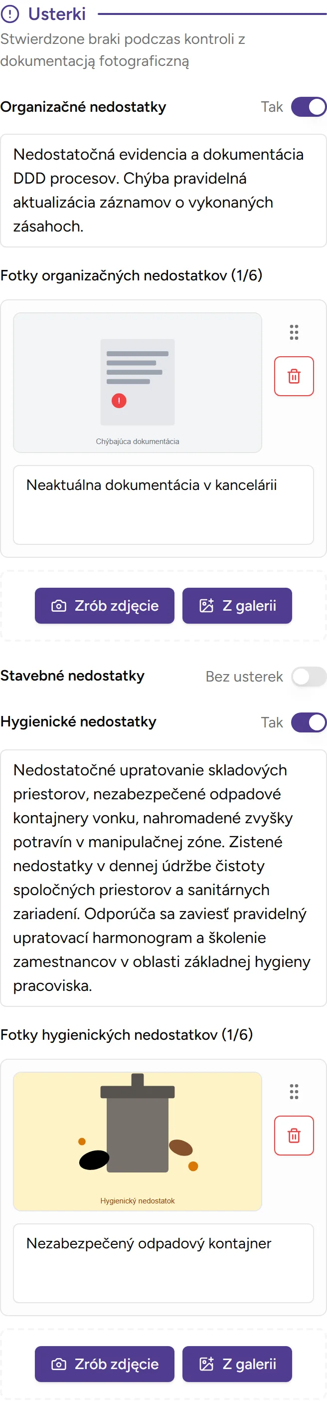 Śledzenie braków - mobile